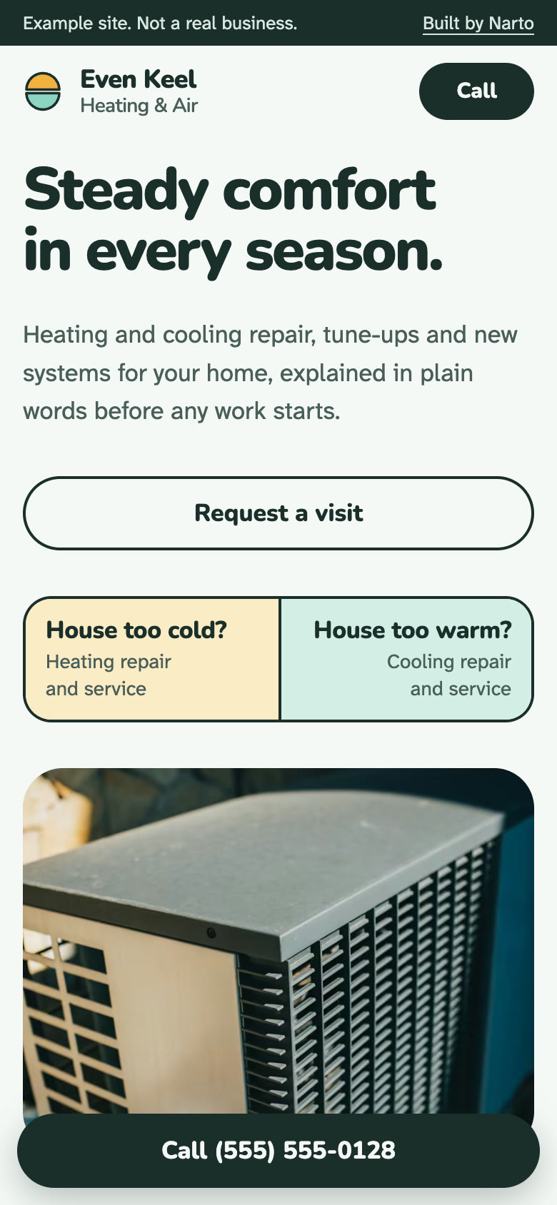 The same site on a phone